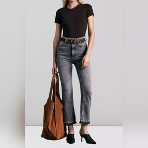 31 RAG & BONE CASEY HIGH RISE ANKLE FLARE HARLEY RAW EDGE HEM GRAY JEANS